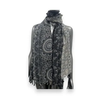 Foulard ethnique gris et noir