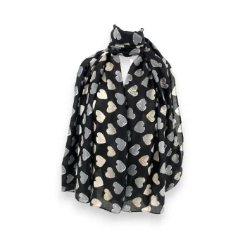 Foulard Cuori beige e grigio