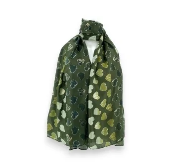 Foulard Coeurs nuances Kaki vert