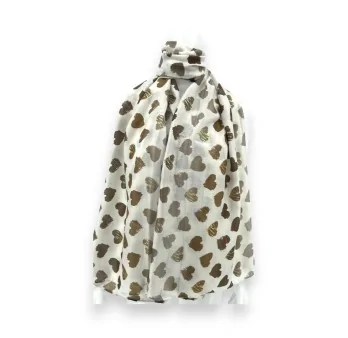 Foulard Cuori Beige e Marrone