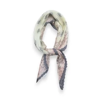 Gray and pink pleated cashmere scarf