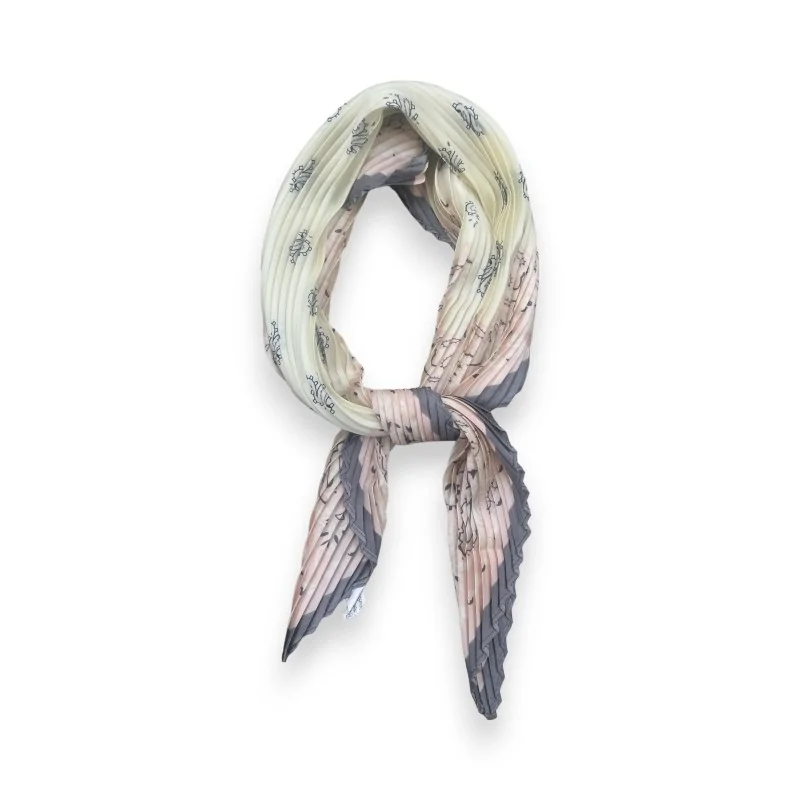 Foulard plissettatoStampa cachemire grigio e rosa