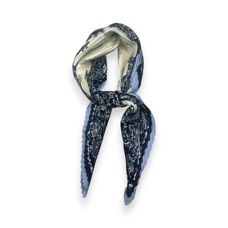 Foulard Plissé Imprimé Cachemire Nuances Bleu