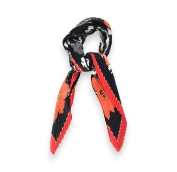 Foulard plissé floral rouge et noir