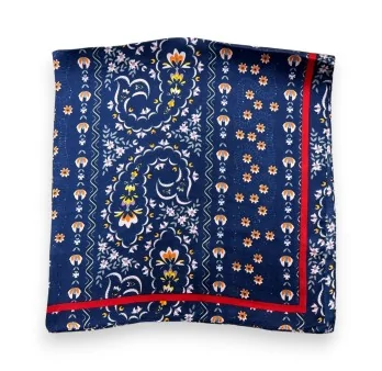 Navy blue paisley pattern square