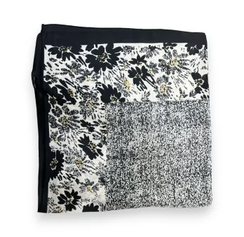 Black and white floral square scarf