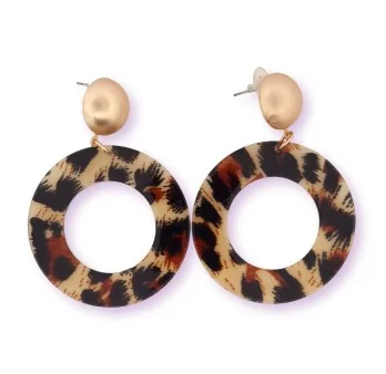 Leopard-Kreis-Ohrringe und goldenes Metall