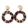 Leopard Circle Earrings and Gold Metal