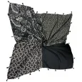 Foulard carré patchwork motif cachemire et liberty noir