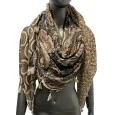 Foulard carré patchwork cachemire et liberty marron