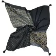 Foulard quadrato patchwork geometrico nero e senape