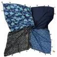 Foulard carré patchwork nuances bleu