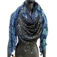 Foulard carré patchwork nuances bleu