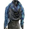 Foulard carré patchwork nuances bleu