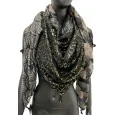 Foulard carré patchwork noir et taupe