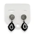 Black metallic drop earrings