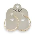 Pendientes de aro Ikita beige y dorados