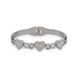 Slim silver bracelet with rhinestones and heart