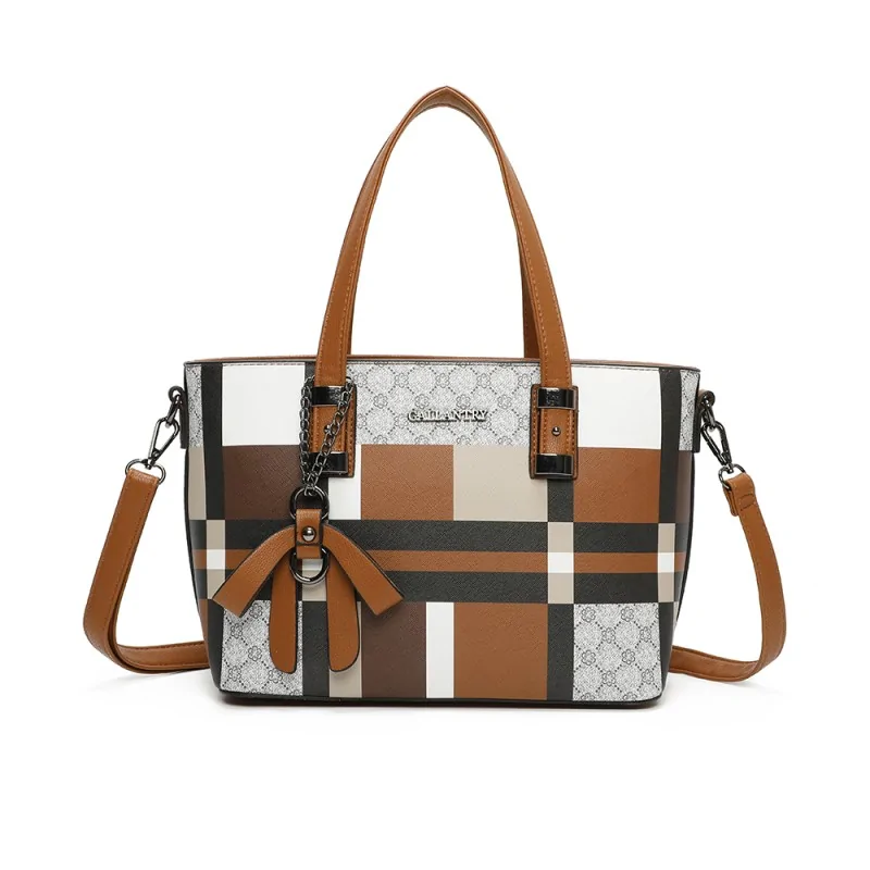 Camel plaid handbag