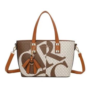 Beige and brown monogram rigid handbag