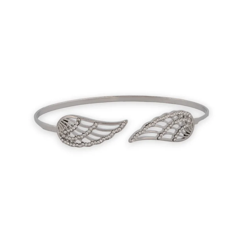 Silver Thin Bangle with Angel Wings