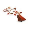 Bohemian chic long brick necklace