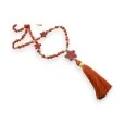 Long star necklace in brick color