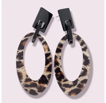 Leopard Print Oval Earrings
