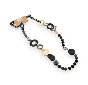 Black and gold long necklace Elegant matte finish