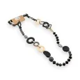 Black and gold long necklace Elegant matte finish