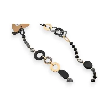 Collier sautoir noir et doré Mat élégant