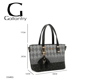 Rigid handbag Gallantry Paris black and gray