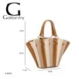 Camel and beige two-tone pleated handbag