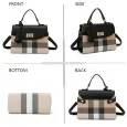 Rigid beige and black checkered handbag