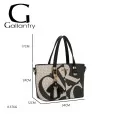 Black and grey monogram rigid handbag