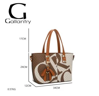 Beige and brown monogram rigid handbag