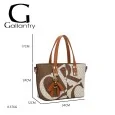 Starre Handtasche mit beigem und braunem Monogramm