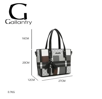 Bolso de mano geométrico elegante cuadros negros