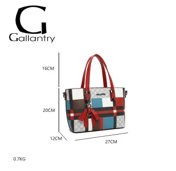 Rigid red checkered handbag