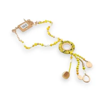 Collier sautoir fantaisie bohème jaune