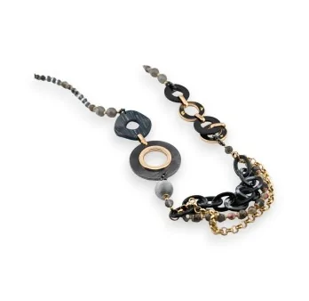 Elegant black and gold long fantasy necklace