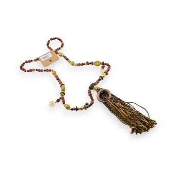 Bohemian brown long necklace with fabric tassel