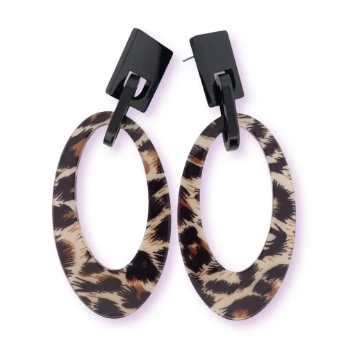 Leopard Print Oval Earrings