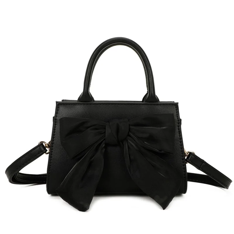 Gallantry black handbag with organza bow Elegant and compact