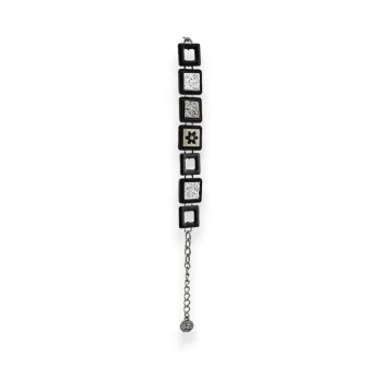 Fancy Ikita bracelet with black and silver square design