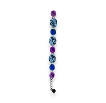 Silver-plated Fancy Bracelet by Ikita with Blue and Purple Circular Patterns