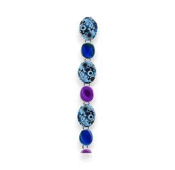 Pulsera de Fantasía Ikita con Motivos Circulares Azules y Morados