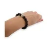 Elastisches Armband mit Holzperlen und Strasssteinen