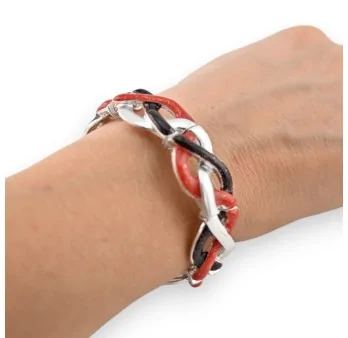 Ikita braided elastic bracelet in Orange and Burgundy