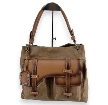 Zweifarbige Vintage-Handtasche in Taupe